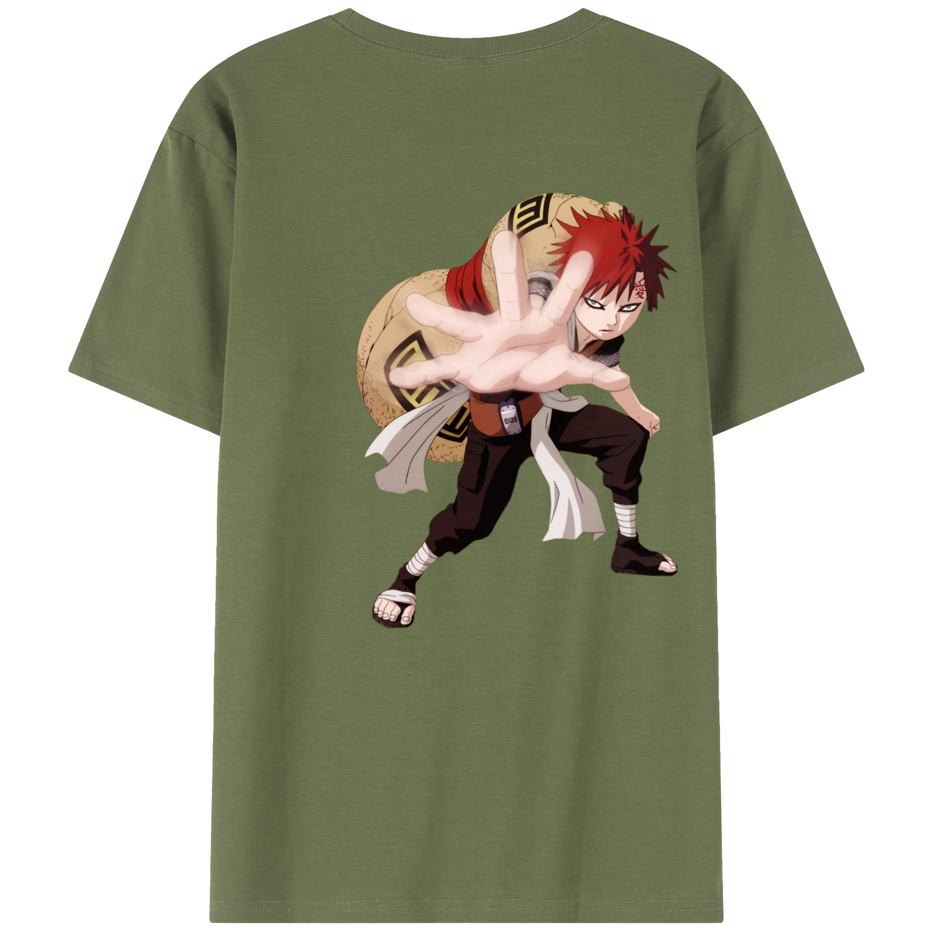 （画像用） NARUTO -ナルト- ガアラ Gaara 綿100％半袖Tシャツ（背面プリント）